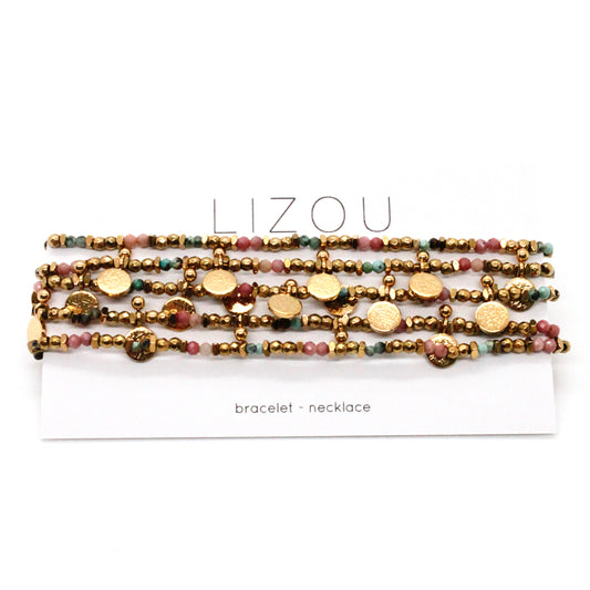 Museum Style 24K Gold Plate Necklace or Bracelet with Mini Stones