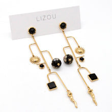 Load image into Gallery viewer, Museum Style Artsy Geometric Stone Mobile Earrings - E4-306

