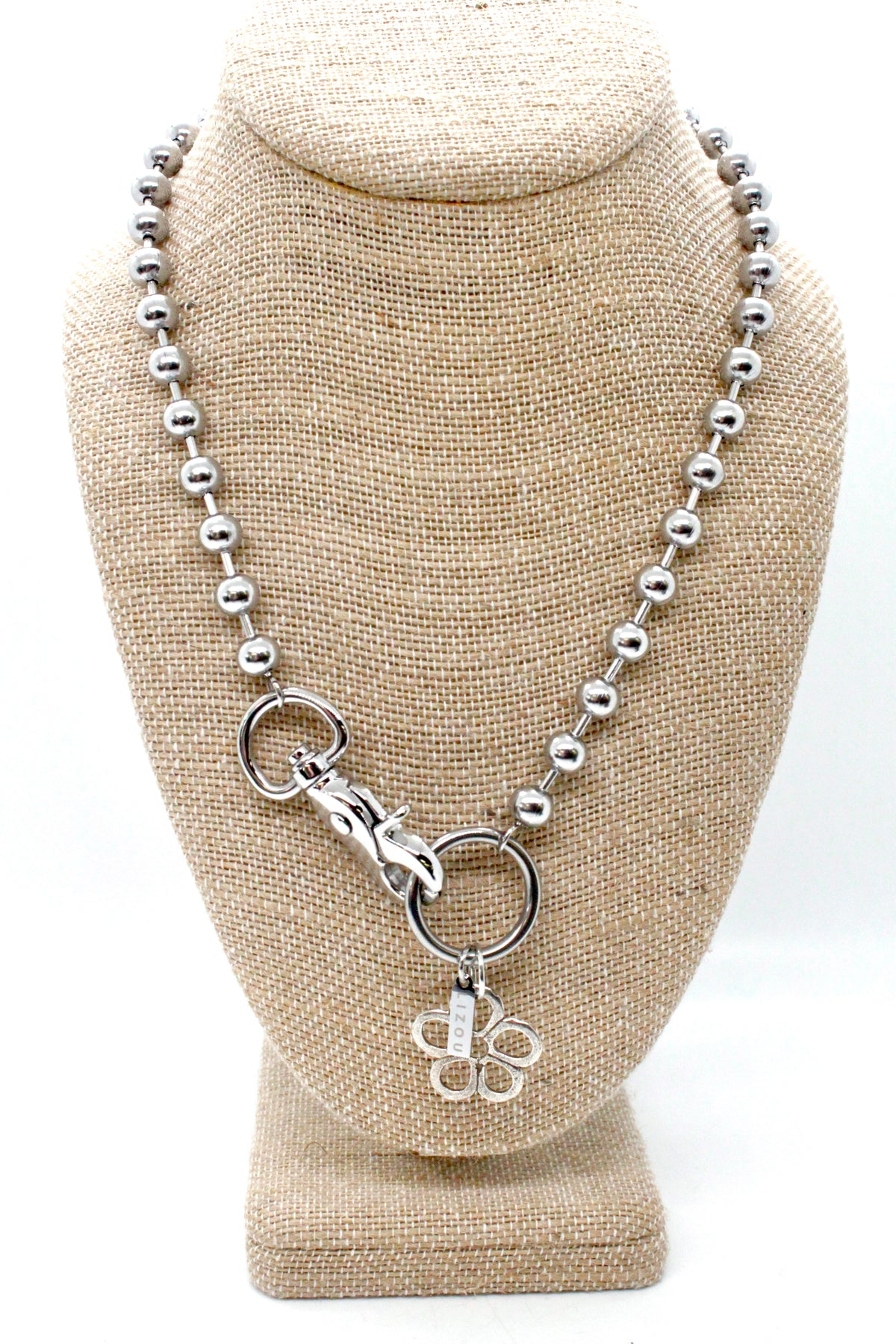 Small Silver Flower Necklace Single Silver Chain Claw Clasp