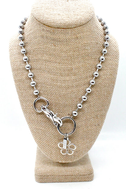 Small Silver Flower Necklace Single Silver Chain Claw Clasp