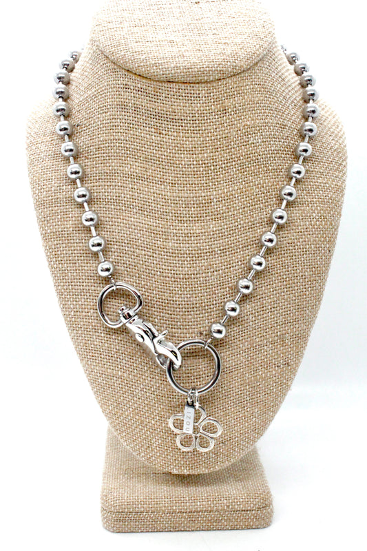 Small Silver Flower Necklace Single Silver Chain Claw Clasp