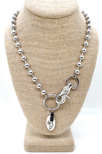 Wild Flowers Charm Necklace Silver Chain Claw Clasp