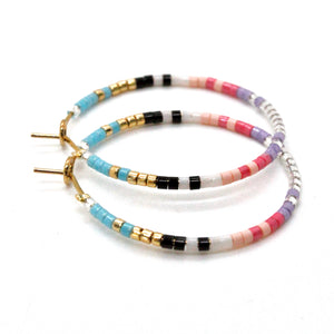 Retro Style Seed Bead Miyuki Hoop Earrings - Seeds Collection- E8-017S