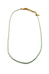 Gold and Turquoise Miyuki Seed Bead Necklace  -French Flair Collection-