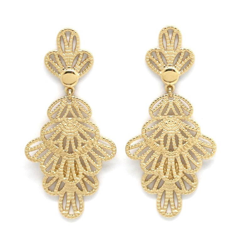 Gold Filigree Dangle Earrings - E4-285