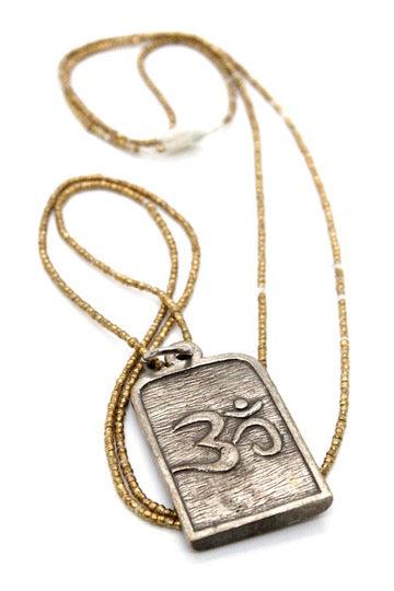 Buddha Necklace 6 - Reversible African Beads - One of a Kind -