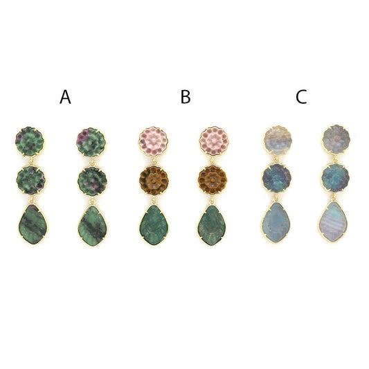 Flower Stone Dangle Earrings - E4-295