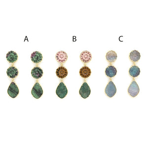 Flower Stone Dangle Earrings - E4-295