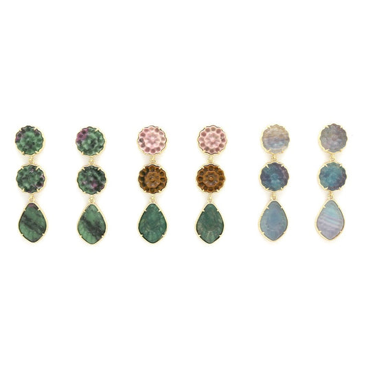 Flower Stone Dangle Earrings - E4-295