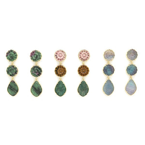 Flower Stone Dangle Earrings - E4-295