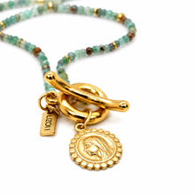 Load image into Gallery viewer, Faceted Mini Phoenix Stone Long Delicate French Religious Medal Necklace - FMN21

