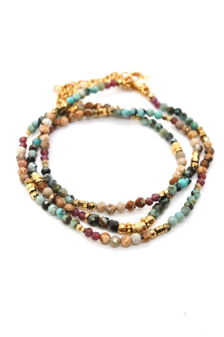 Mini Faceted Semi Precious Stone Necklace N2-2447 -French