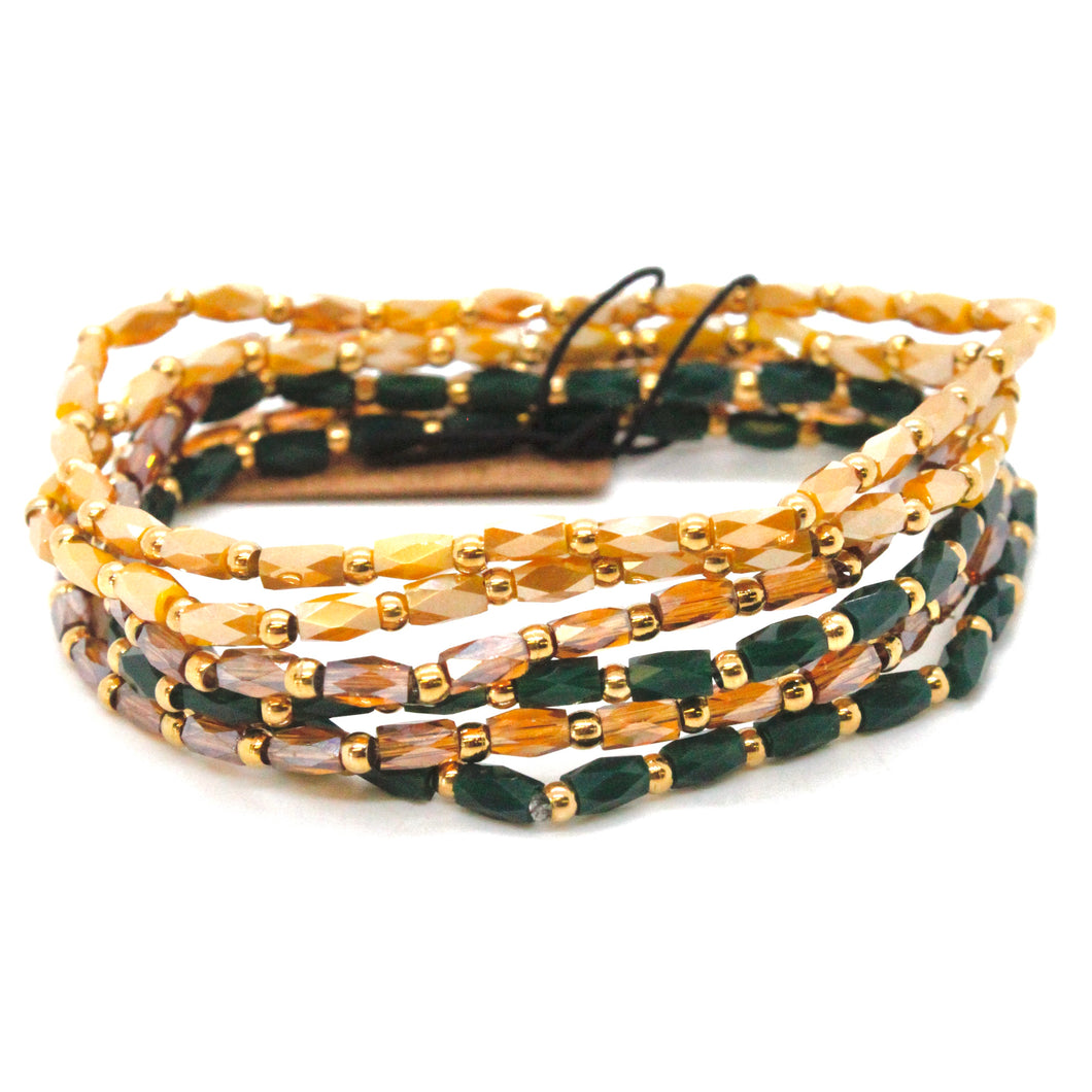 Glass and Gold Stackable Faceted Bracelet -French Flair Collection-