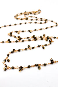 Pyrite Long 24K Gold Plate Chain Necklace