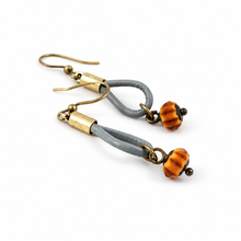 Load image into Gallery viewer, Mini Leather and Crystal Dangle Earrings - E3-207
