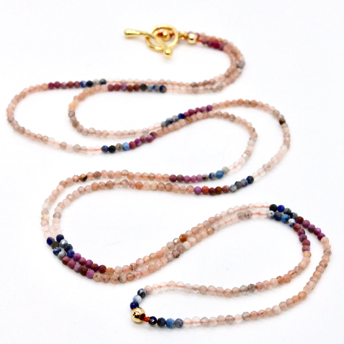 Delicate Faceted Mini Semi Precious Stone Mix Beaded Necklace - N9-004
