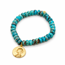Load image into Gallery viewer, Stretch Labradorite Bracelet French Religious Medal - FMB12A
