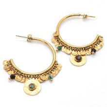 Load image into Gallery viewer, Gold Gypsy African Turquoise Hoop Earrings -French Flair Collection-
