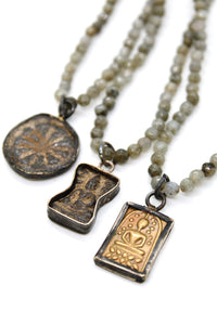 Labradorite Stretch Necklace with Small Buddha -Buddha Collection-