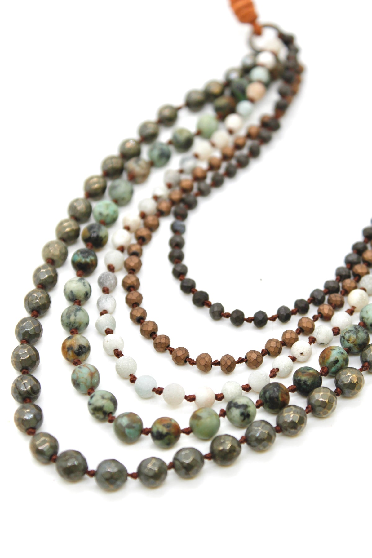 Semi Precious Stone Multi Strand Short Necklace - N4-019