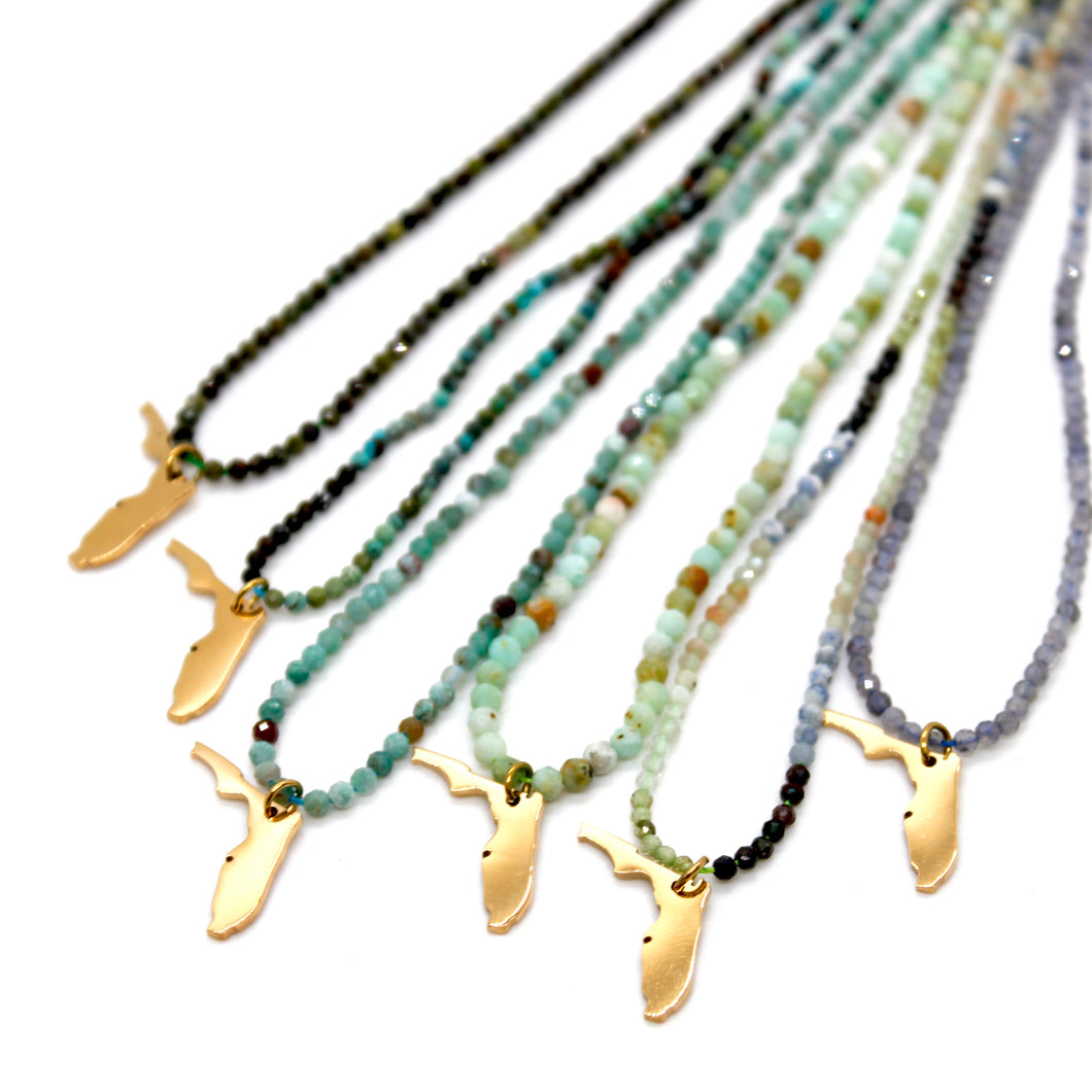 Florida State Mini Stone Gold Charm Necklace