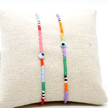 Load image into Gallery viewer, Two Evil Eye Colorful Seed Bead Bracelets - B8-034

