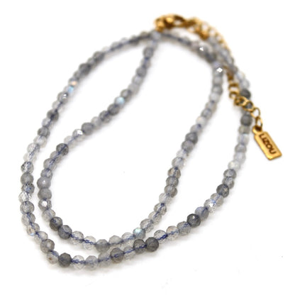 Short Labradorite Simple Stone Necklace - N9-200LB