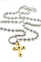 Load image into Gallery viewer, African Turquoise Cross Convertible Silver Chain Necklace
