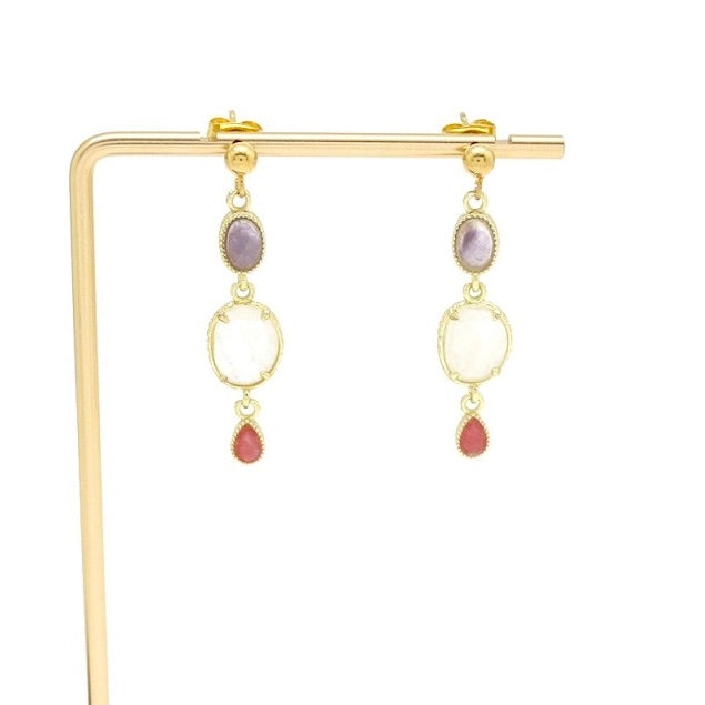 Three Stone Dangle Earrings- E4-335