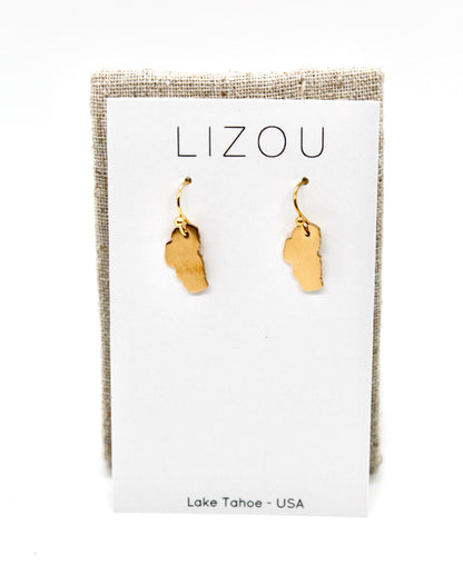 Lake Tahoe Gold Plate Large Charm Earrings - E9-200 GLLT