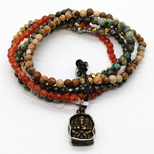 Semi Precious Stone Luxury Bracelet with Ganesh Charm -The Buddha Collection- BL-Mud-3G1