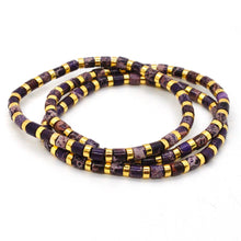 Load image into Gallery viewer, Purple and Gold Stretch Stone Bracelet -Stone Collection-
