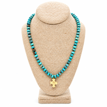Load image into Gallery viewer, Faceted Ocean Jasper Hand-knotted French Religious Medal Short Necklace - FMN15
