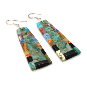 Turquoise Stone Mosaic Navajo American Indian Earrings