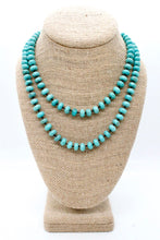 Load image into Gallery viewer, Hand-Knotted Long Turquoise Rondelle Bead Necklace
