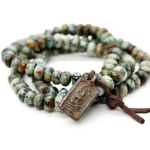 Load image into Gallery viewer, African Turquoise Reversible Buddha Charm Bracelet -Buddha Collection-
