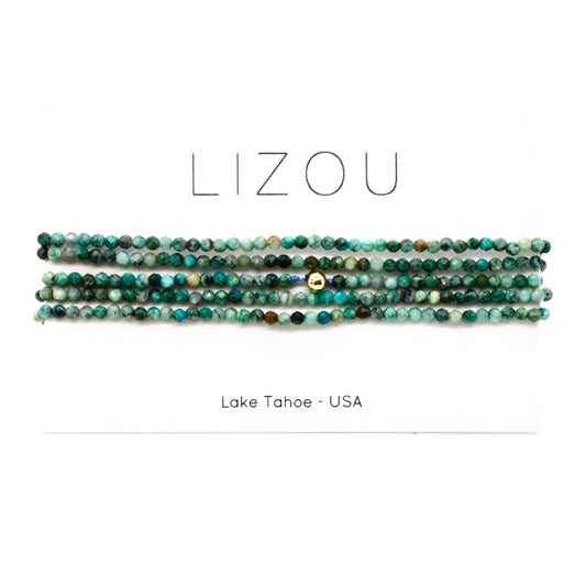 Delicate Faceted Mini Semi Precious Stone African Turquoise Beaded Necklace - N9-109