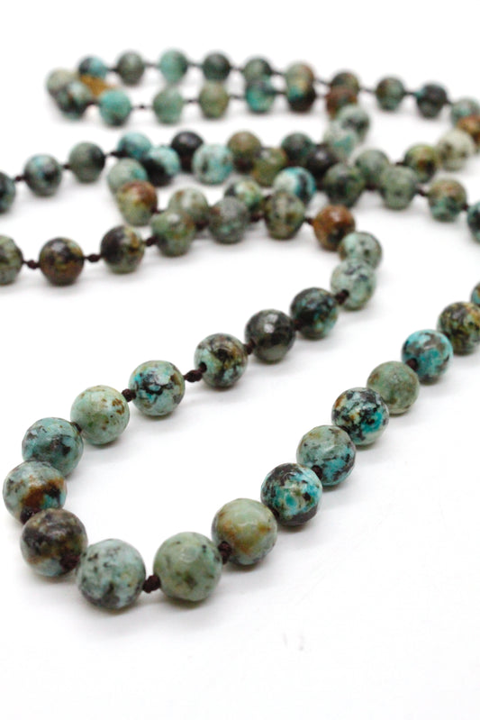 Round African Turquoise Bead Necklace