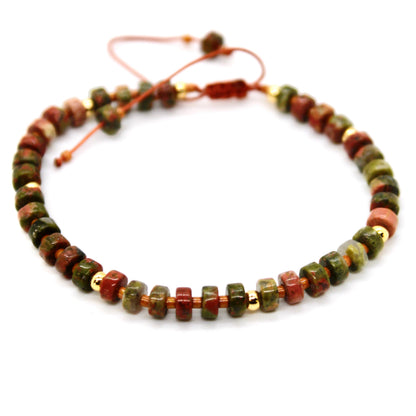 Unakite Single String Bracelet - B7-018B