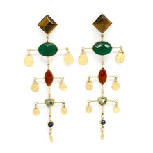 Load image into Gallery viewer, Museum Style Artsy Semi Precious Stone Mobile Earrings - E4-303
