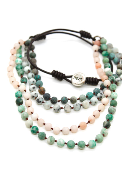 Semi Precious Stone Multi Strand Short Necklace - NLS-M37