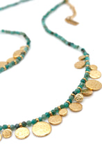 Load image into Gallery viewer, Short Mini Gold Disc Charm Apatite Necklace - N2-2612AP
