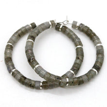 Load image into Gallery viewer, Natural Stone Hoop Earrings on Silver -Stone Collection-
