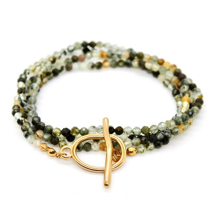 Luxury Faceted Long Prehnite Necklace or Bracelet - N9-311