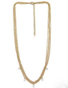 Multi Gold Row Necklace with Tiny Clear Crystals N2-2375 -French Flair Collection-