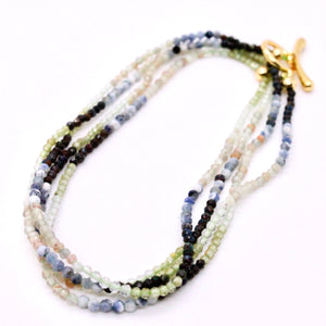 Delicate Faceted Mini Semi Precious Stone Mix Beaded Necklace - N9-013