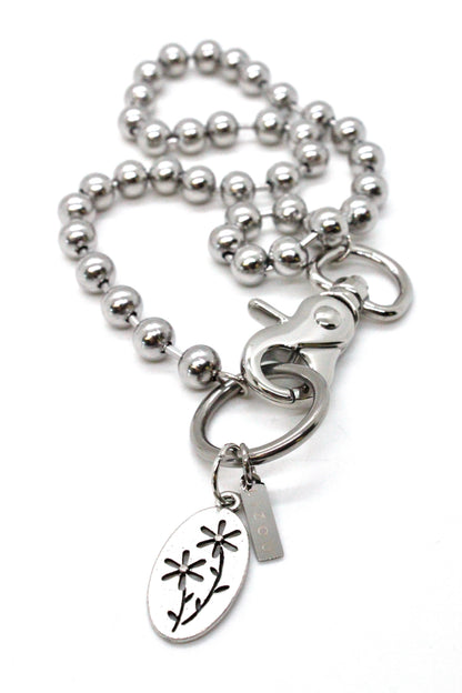 Wild Flowers Charm Necklace Silver Chain Claw Clasp