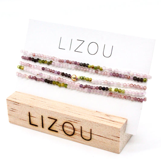 Delicate Faceted Mini Semi Precious Stone Mix Beaded Necklace - N9-010