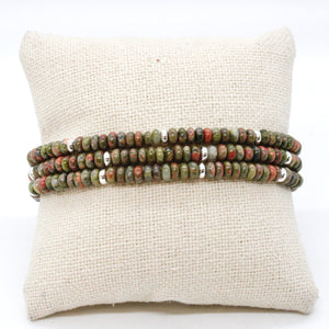 Unakite + Silver Bracelet Bundle