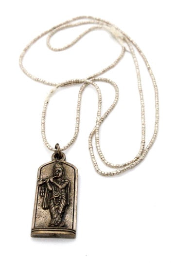 Buddha Necklace 15 - Reversible African Beads - One of a Kind -
